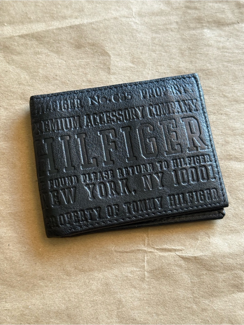 Tommy Hilfiger Black Embossed Leather Bifold Wallet